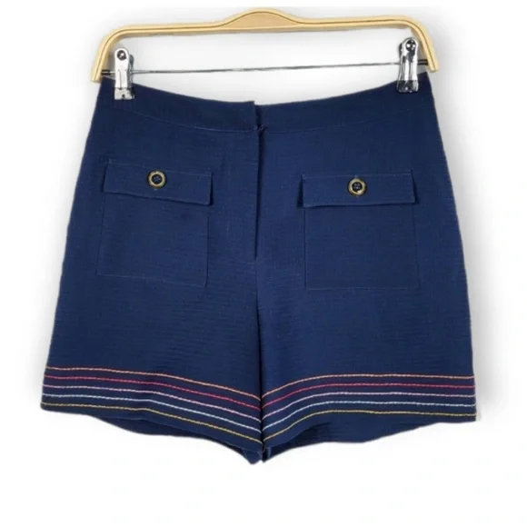 Ted Baker Sapphia Stitch Detail High Rise Navy Pockets Shorts Bottoms Sailor 3 M - Picture 2 of 8